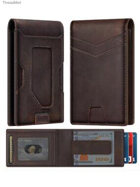Slim Genuine Leather RFID Wallet Thin Bifold 12 Card Holder